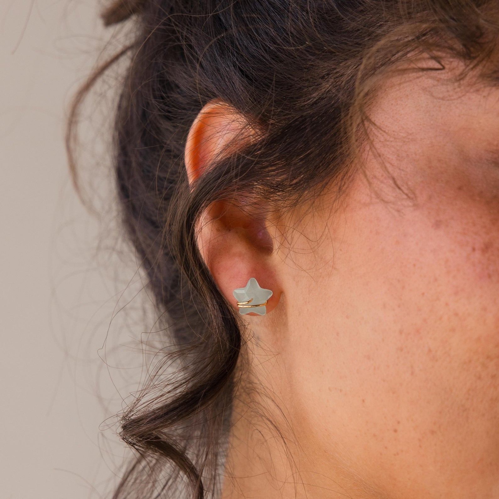 Aquamarine Moon & Star Studs