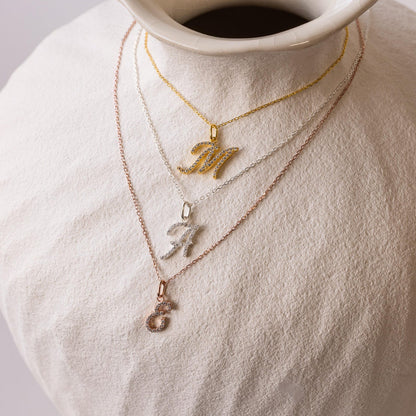 Large Pave Initial Necklace