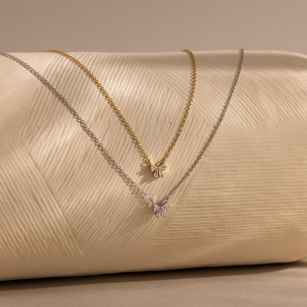 Diamond Bow Necklace & Earrings Set