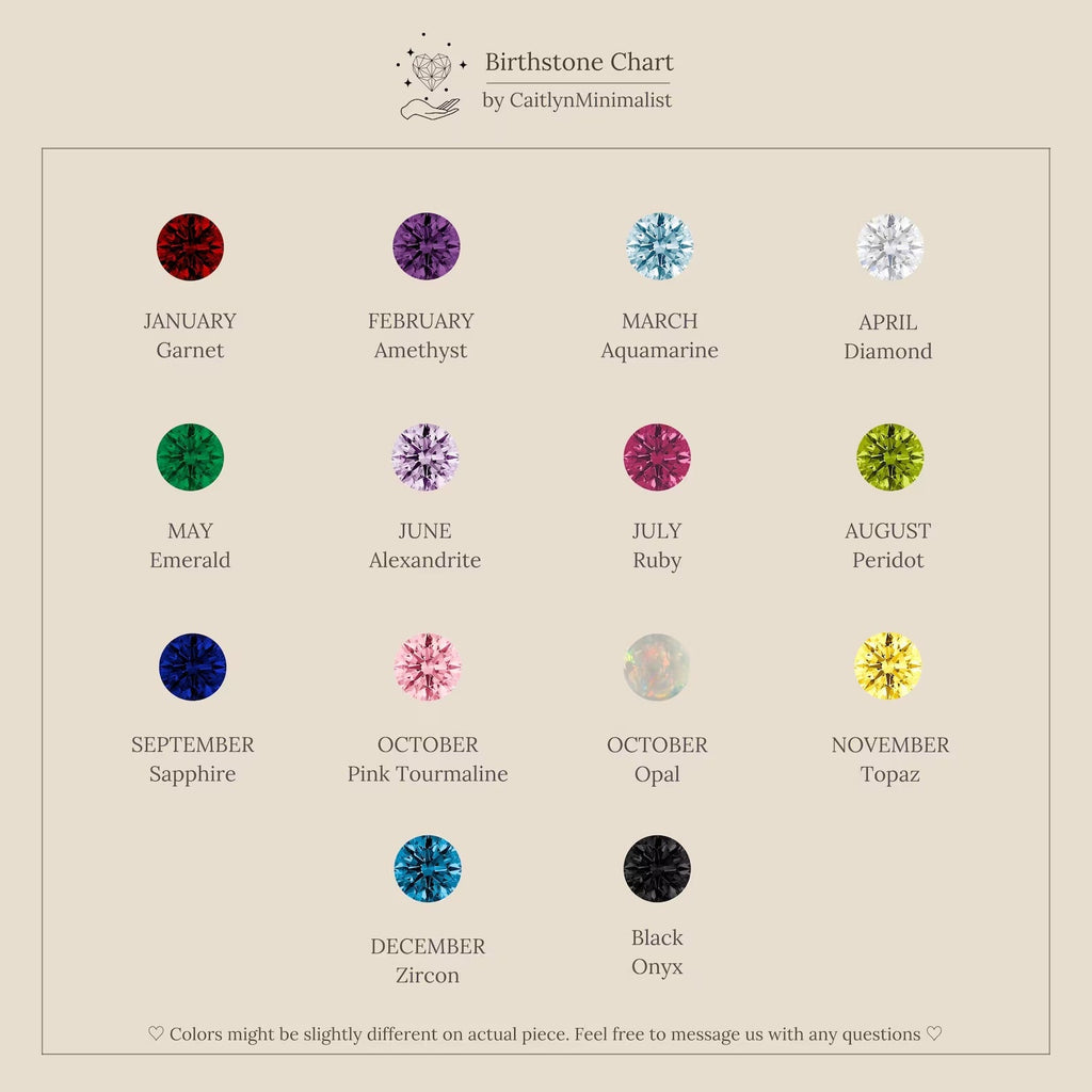Linked Initial Birthstone Ring Set