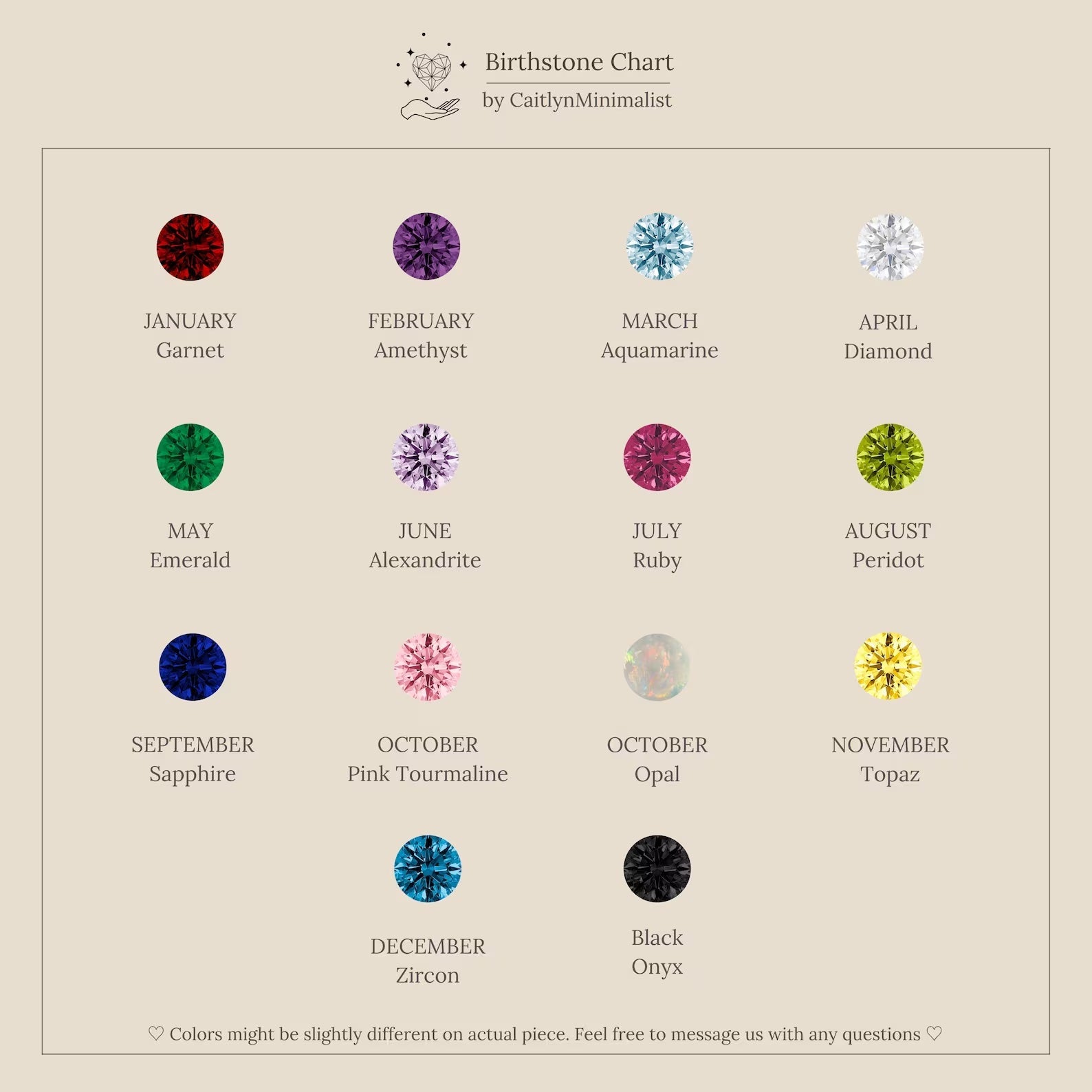 Linked Initial Birthstone Ring Set