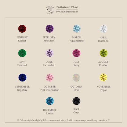 Linked Initial Birthstone Ring Set