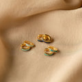 Opal Inlay Huggie Earrings Set by Caitlyn Minimalist • Dainty White Opal Earrings