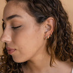 Opal Inlay Huggie Earrings Set by Caitlyn Minimalist • Dainty White Opal Earrings