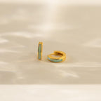 Opal Inlay Huggie Earrings Set by Caitlyn Minimalist • Dainty White Opal Earrings