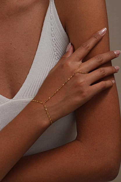 Sterling Silver Shimmer Chain Hand Chain  Finger Bracelet Statement Jewelry