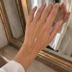 Gold Hamsa Hand Chain, Minimalist Slave Bracelet,