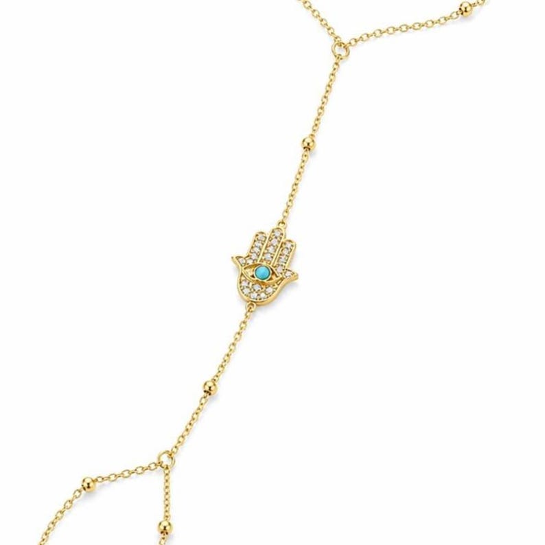 Gold Hamsa Hand Chain, Minimalist Slave Bracelet,