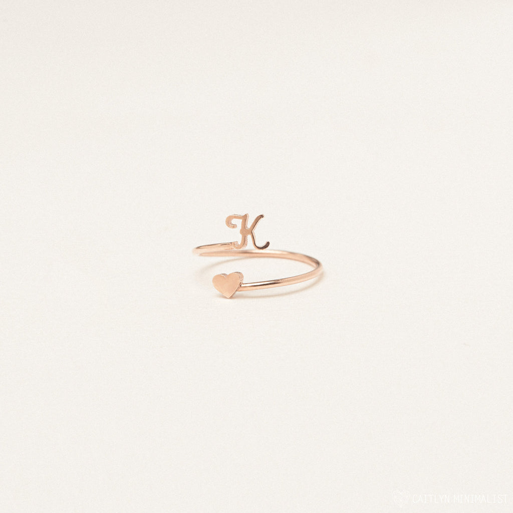 Initial Heart Wrap Ring