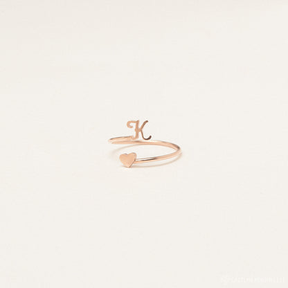 Initial Heart Wrap Ring