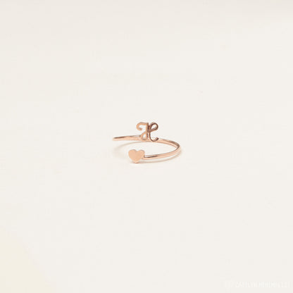 Initial Heart Wrap Ring