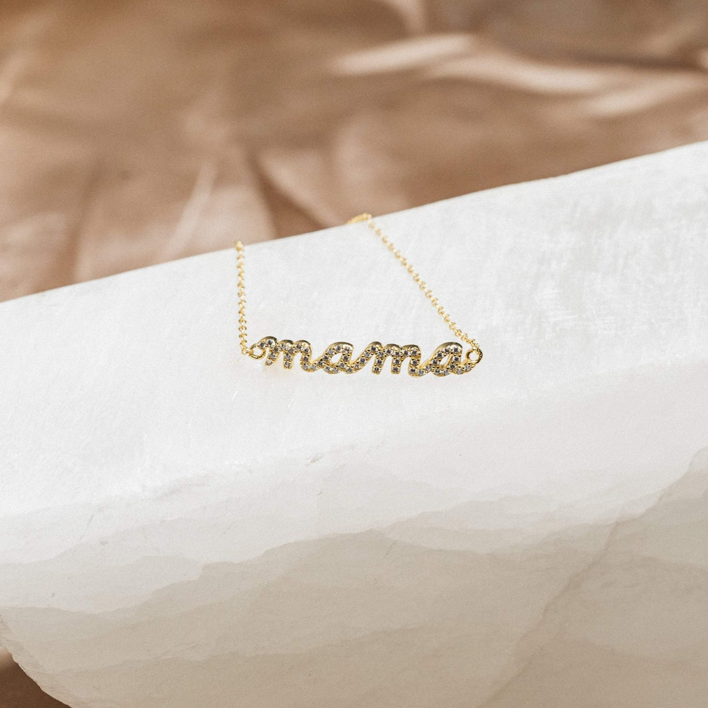 Pave Mama Script Bracelet