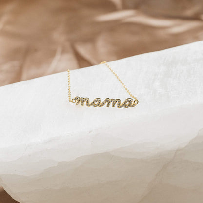 Pave Mama Script Bracelet