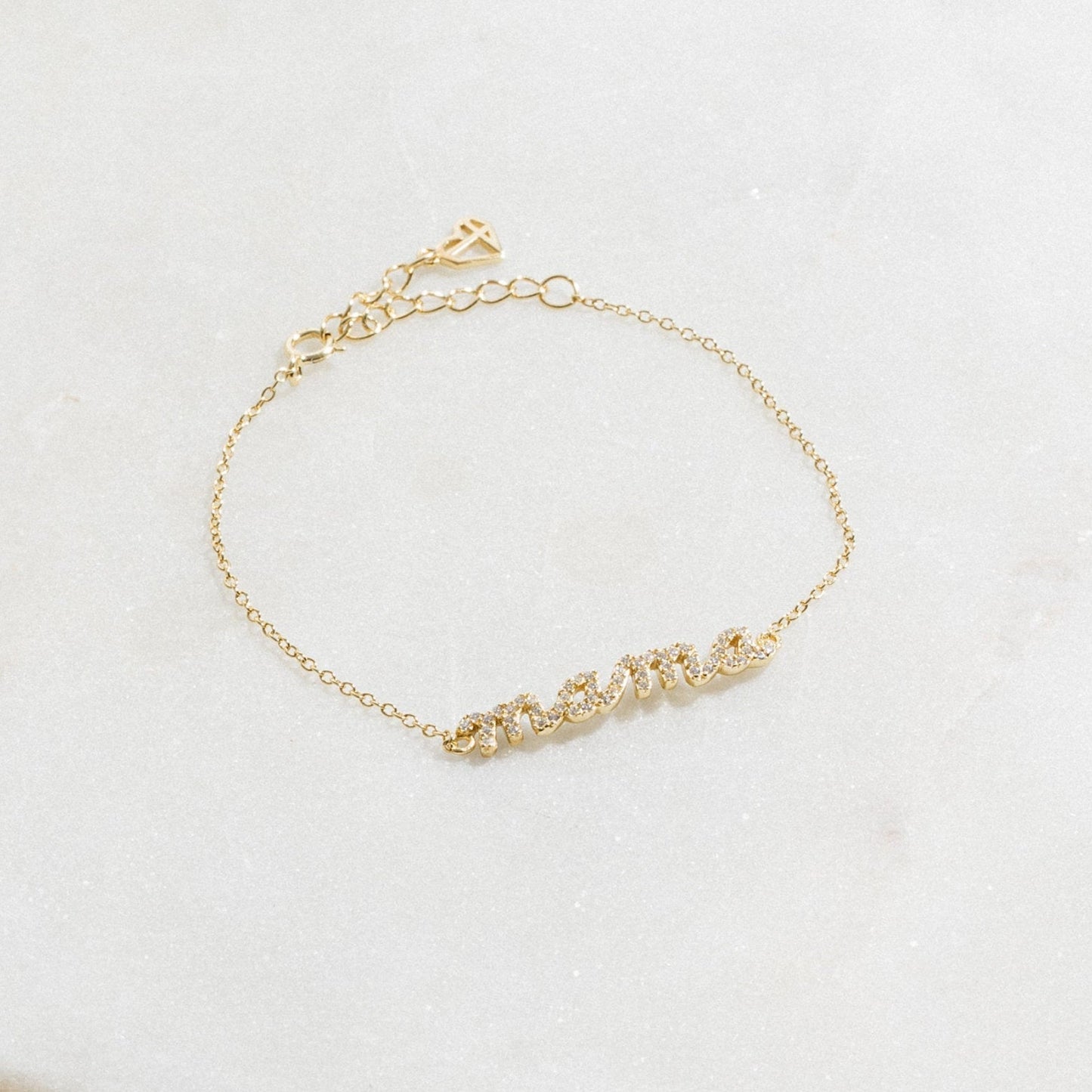 Pave Mama Script Bracelet