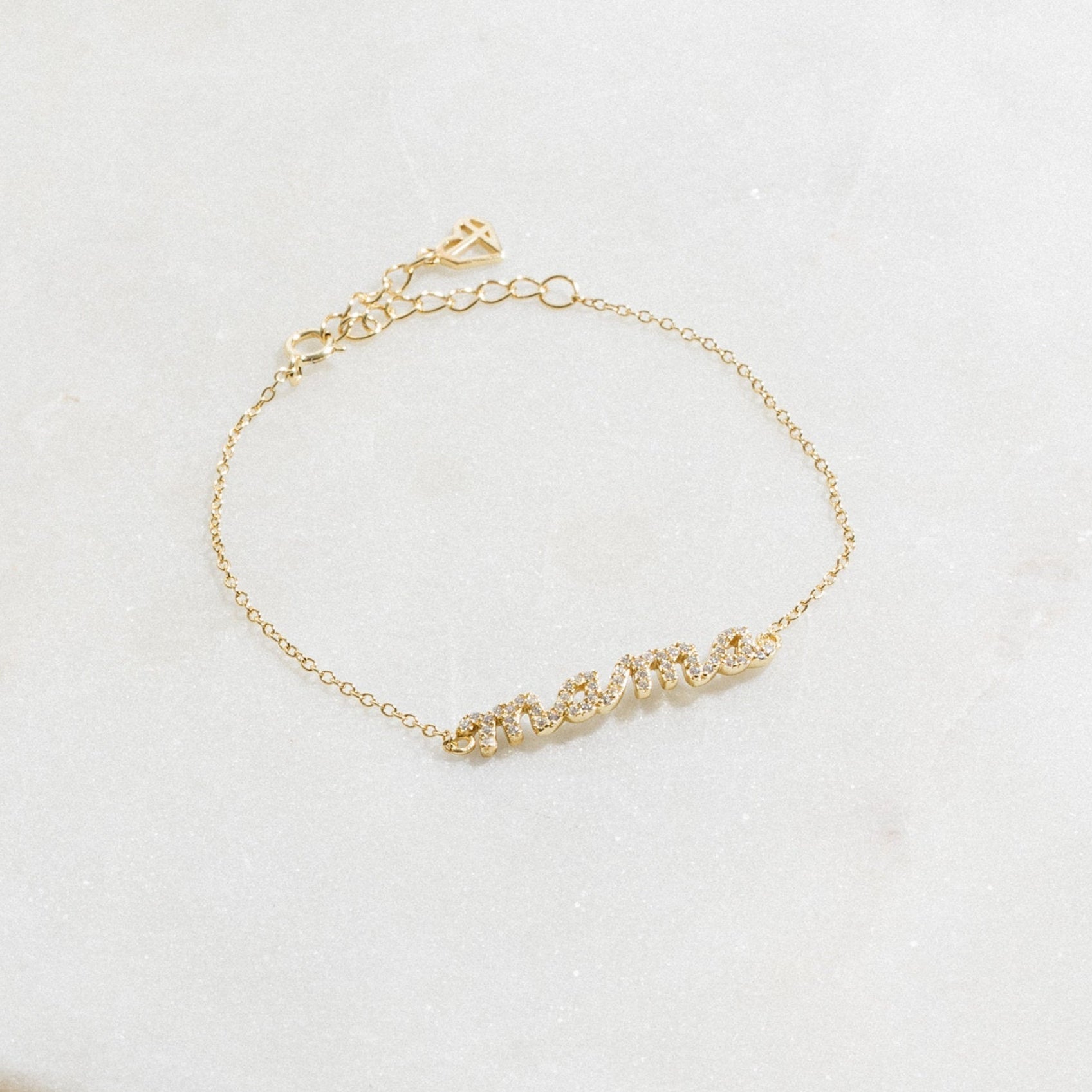 Pave Mama Script Bracelet