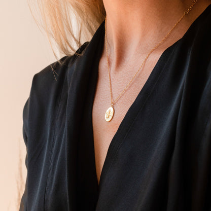 Bee Coin Necklace in Rose Gold