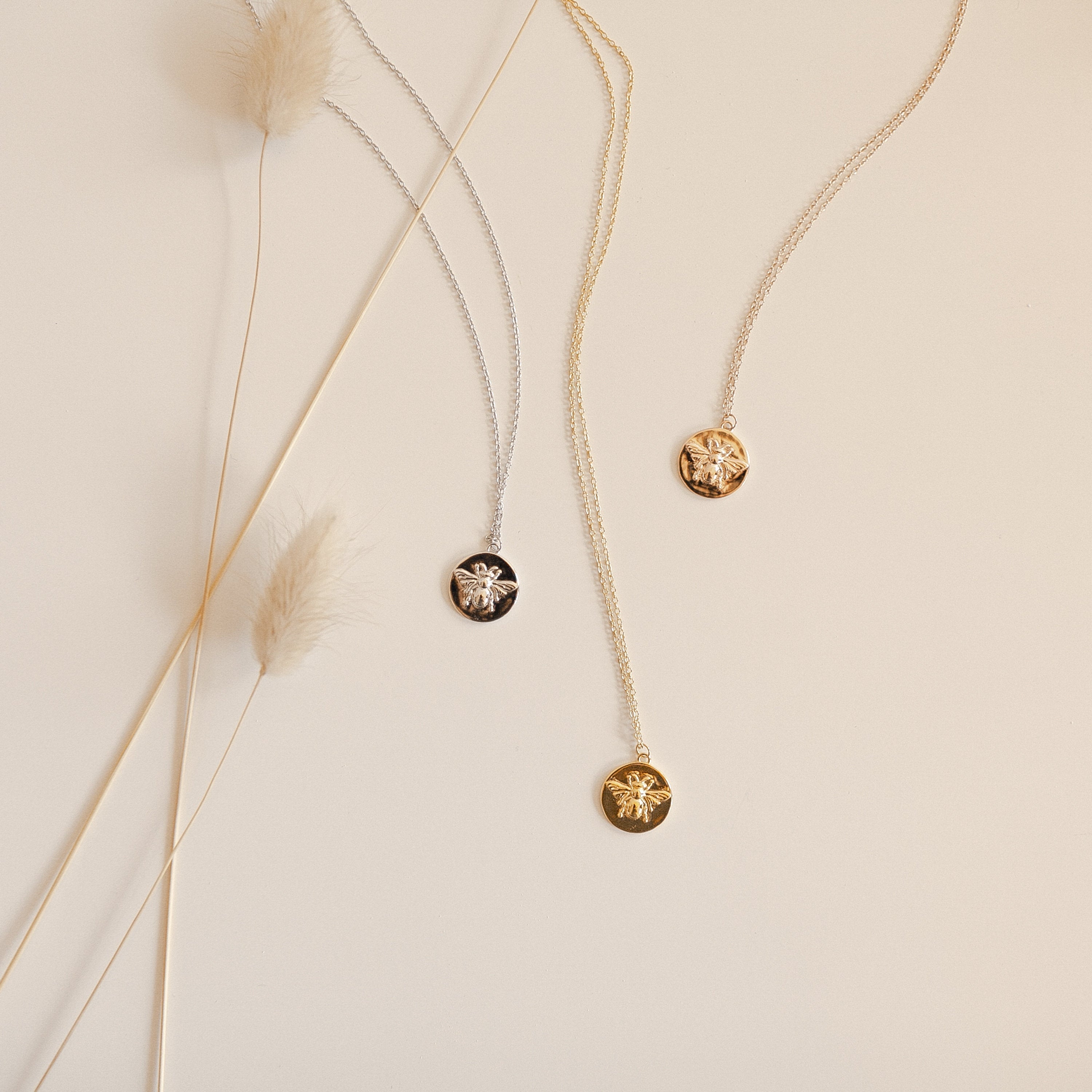 Bee Coin Necklace in 18K Gold