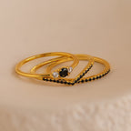 Black Curve Ring Set