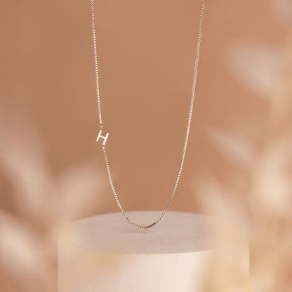 Sideways Initial Necklace in Box Chain