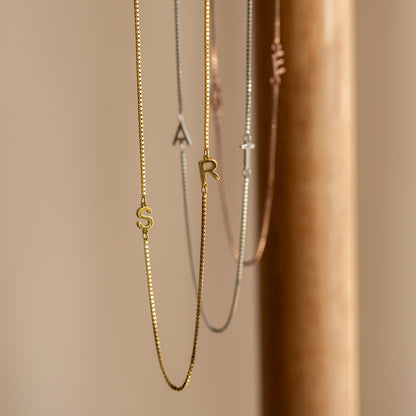 Duo Initial Necklace in Box Chain