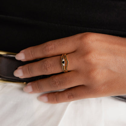 Black Curve Ring Set