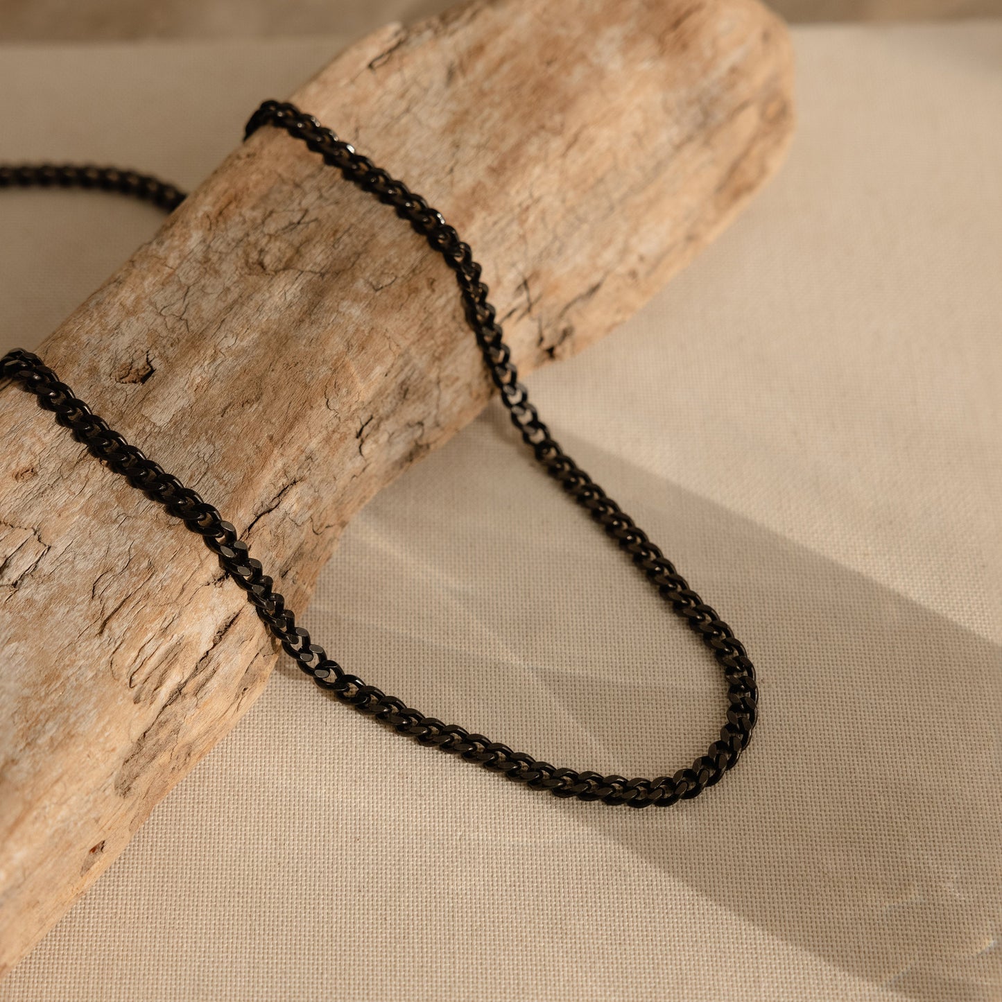 Men's Black Curb Chain