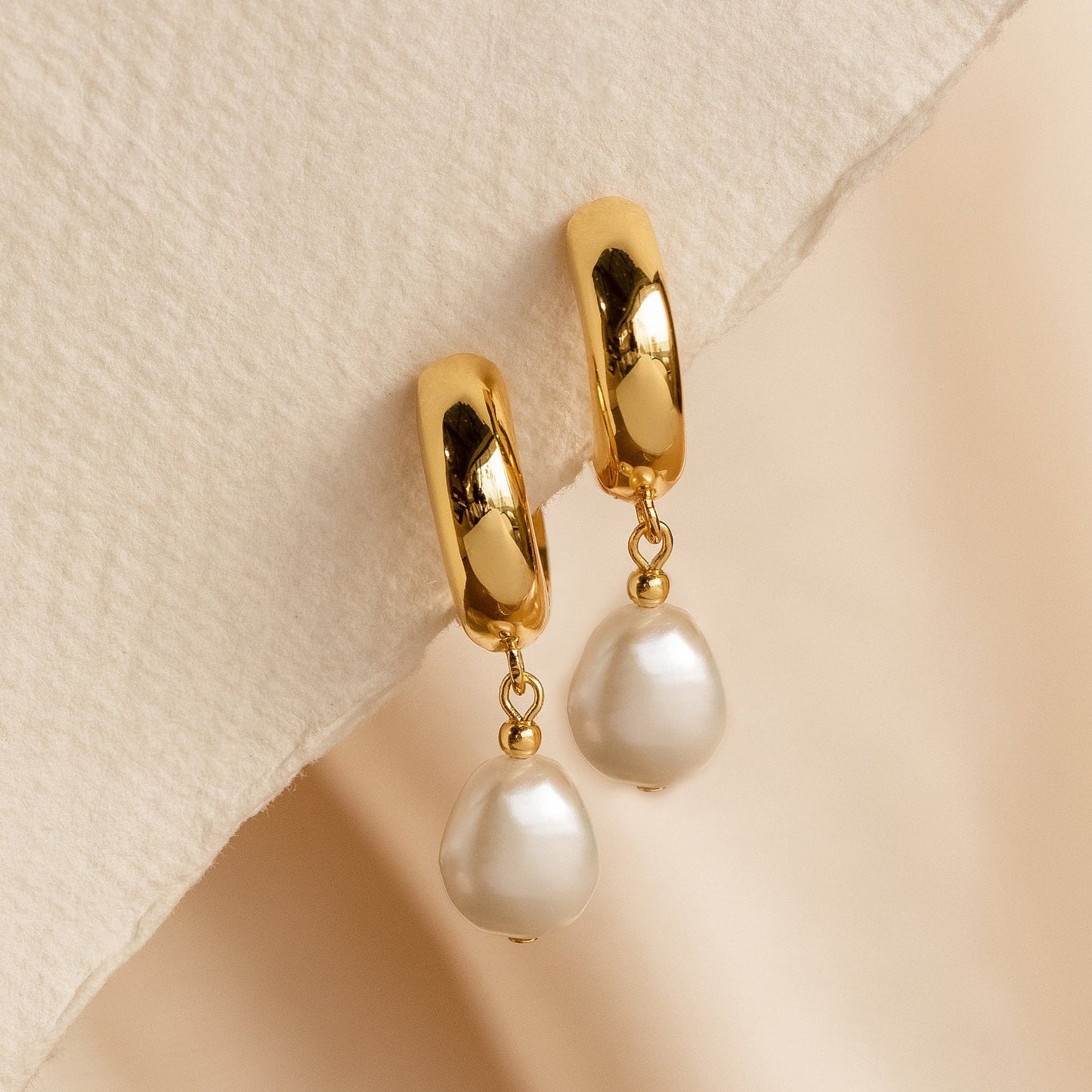 Pearl Drop Hoops