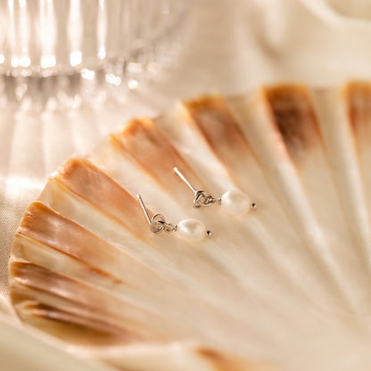 Dainty Knot Pearl Earrings