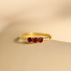 Pave Triple Birthstone Ring
