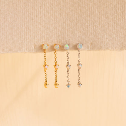 Opal Chain Drop Earrings