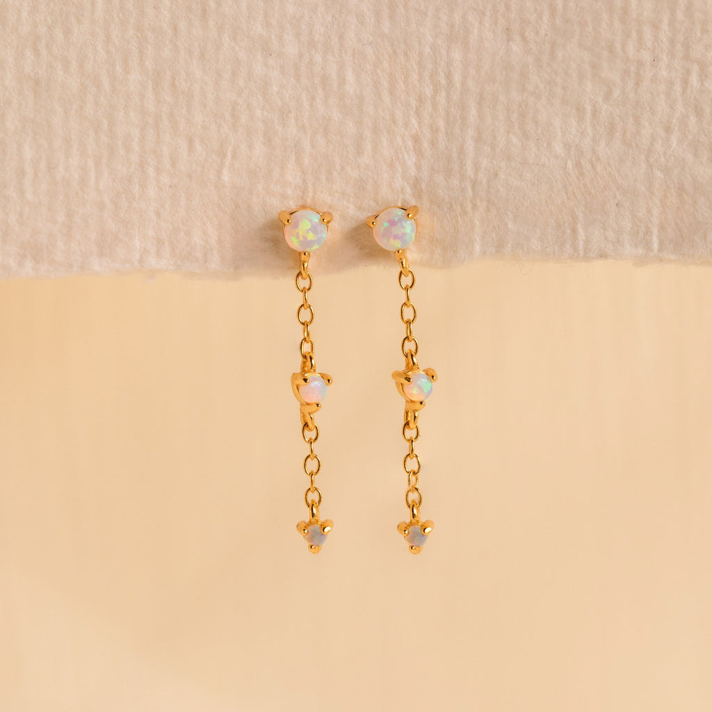 Dainty Opal Stud Earrings Set