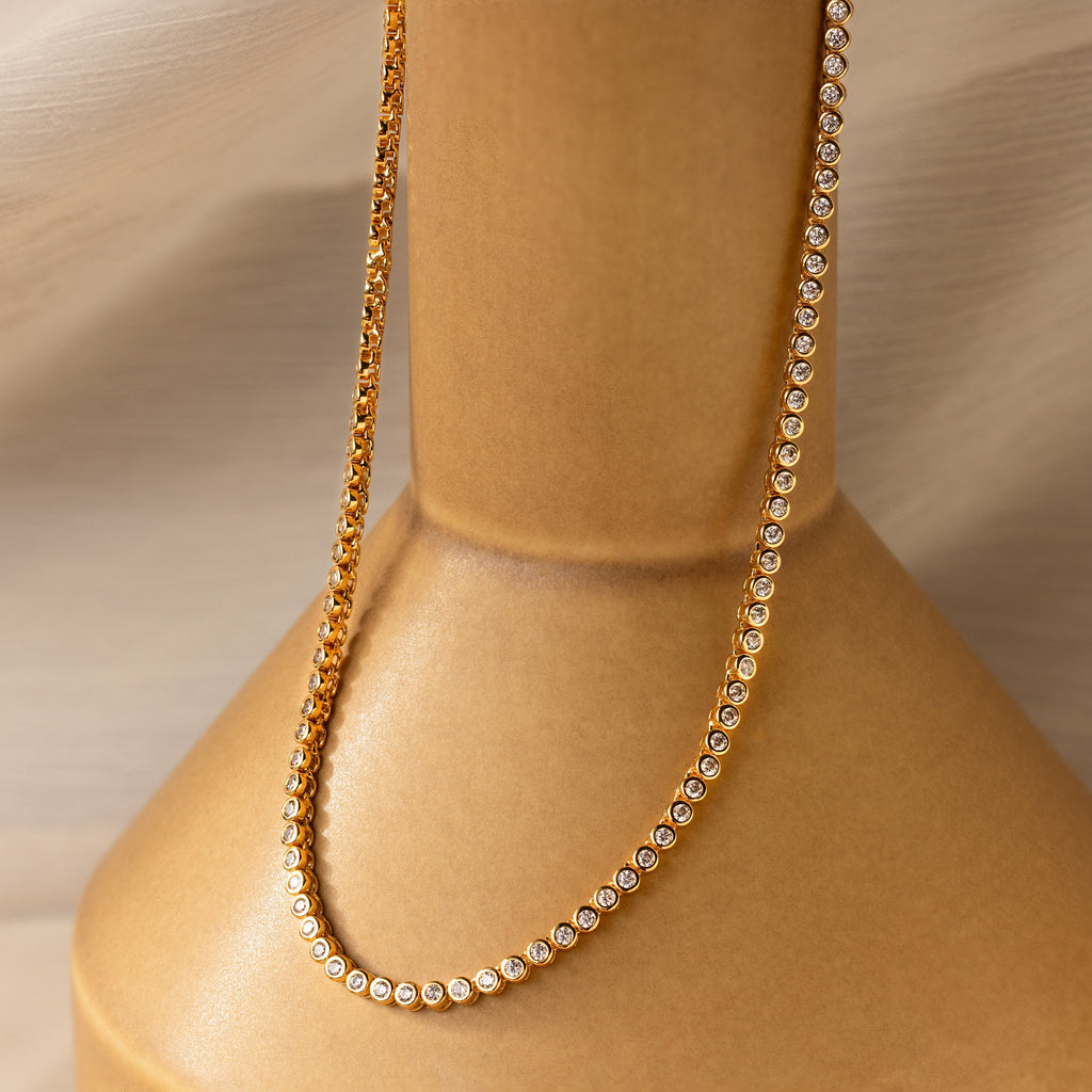 Diamond Bezel Tennis Necklace