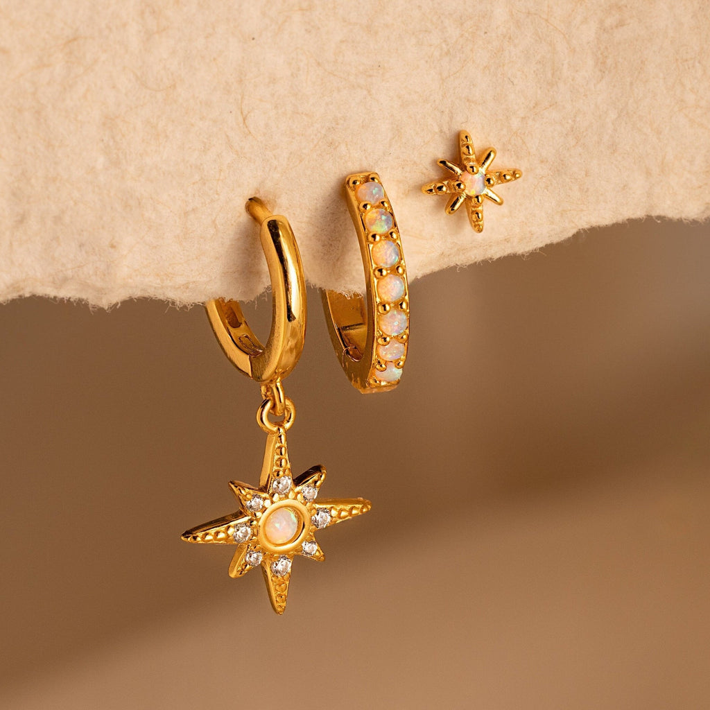 Opal Starburst Earrings Set