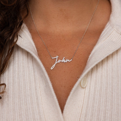 Pave Handwriting Necklace