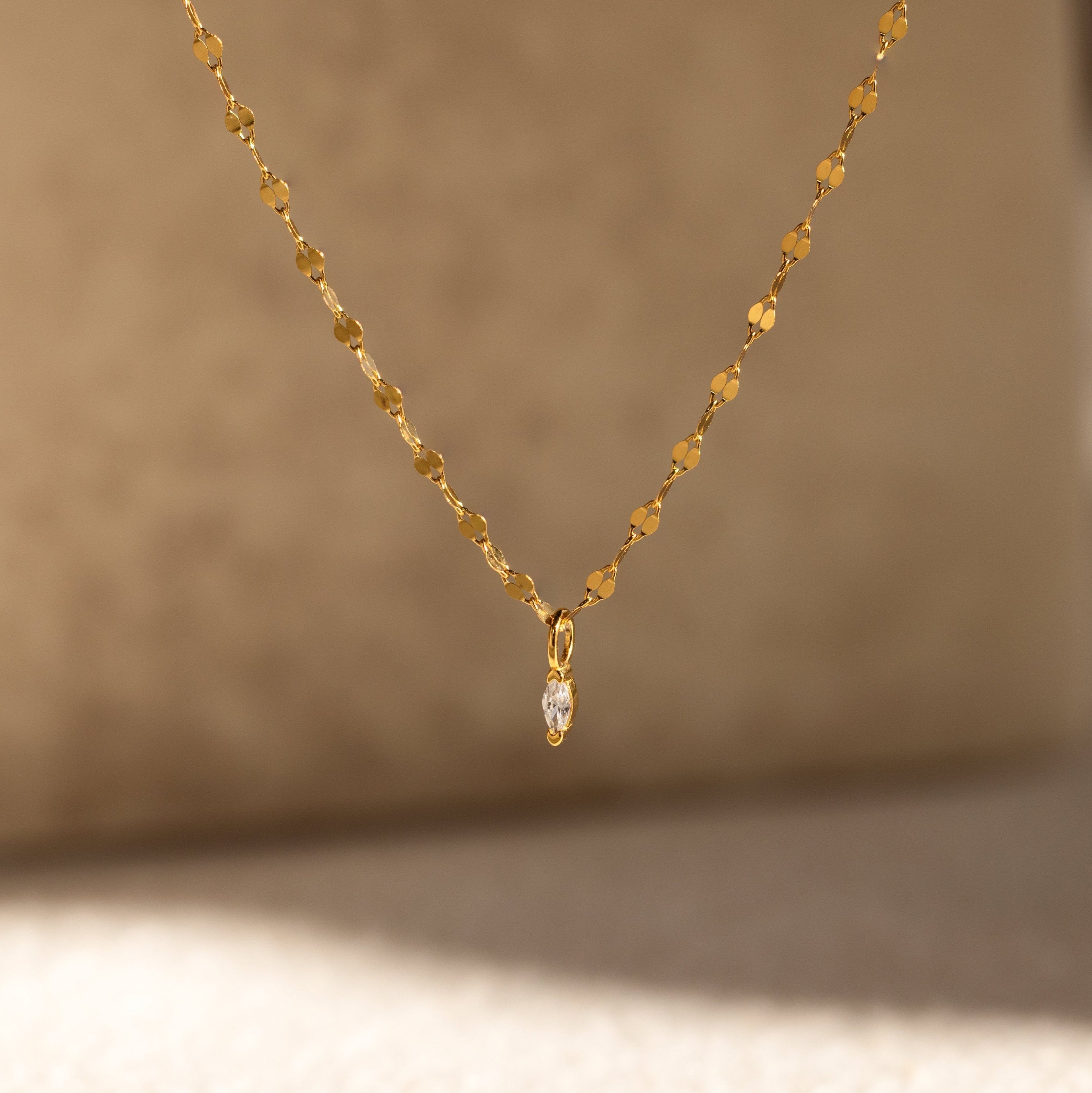 Dainty Marquise Pendant Necklace