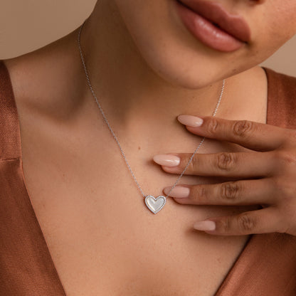 Pave Mother of Pearl Heart Necklace