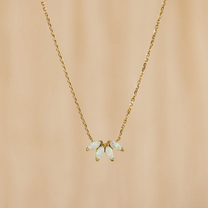 White Opal Marquise Necklace