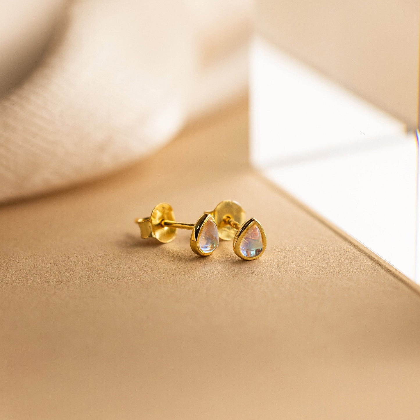 Pear Moonstone Studs
