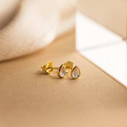 Pear Moonstone Studs
