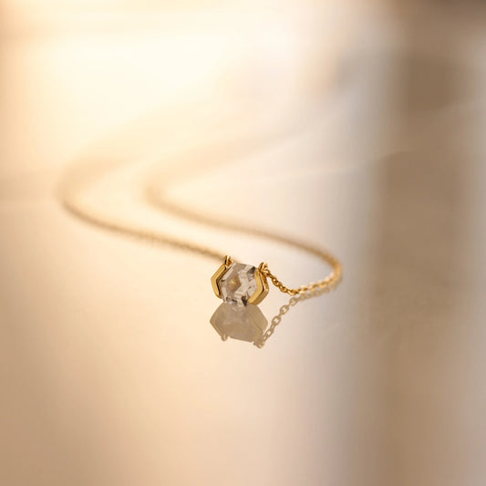 Encased Hexagon Diamond Necklace