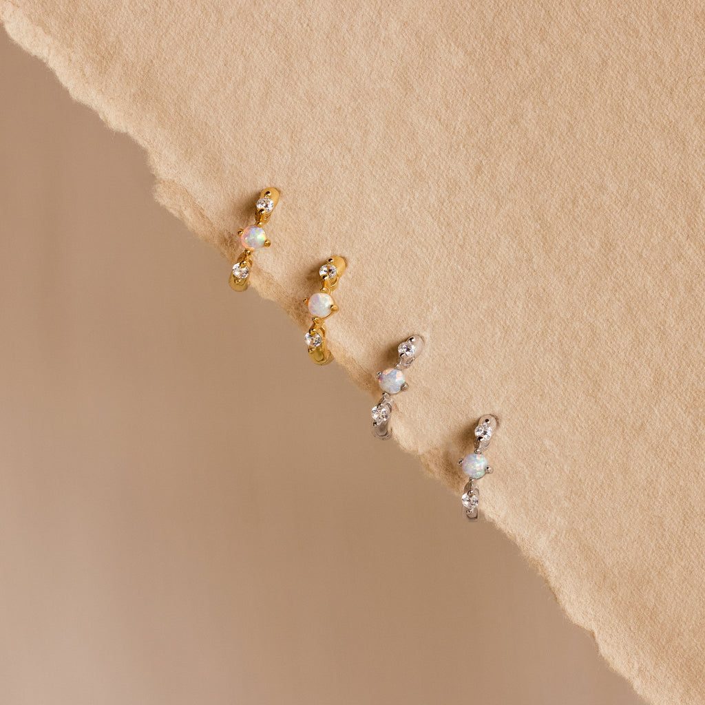Dainty Opal Diamond Huggies