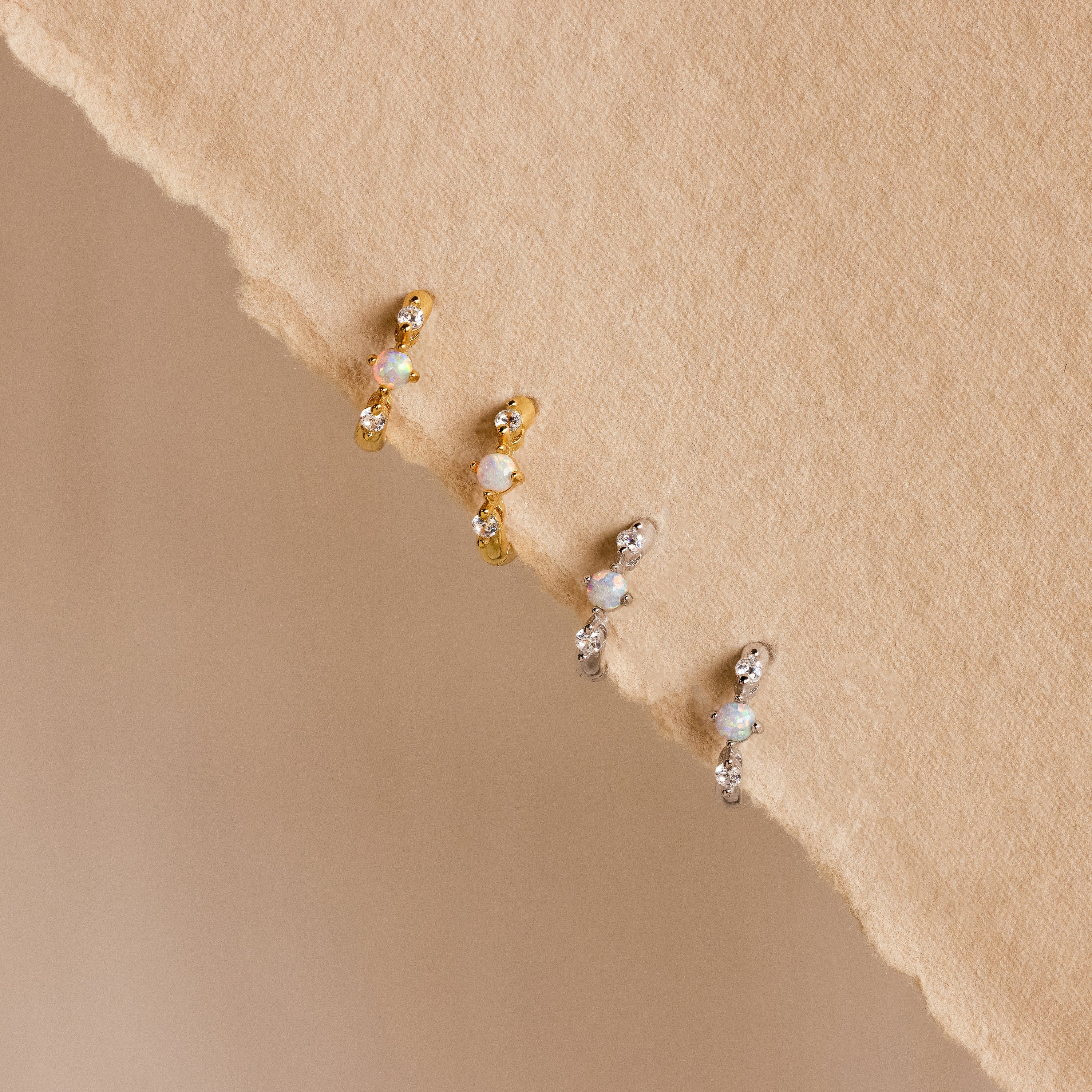 Dainty Opal Diamond Huggies