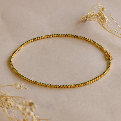Emerald Bezel Tennis Necklace