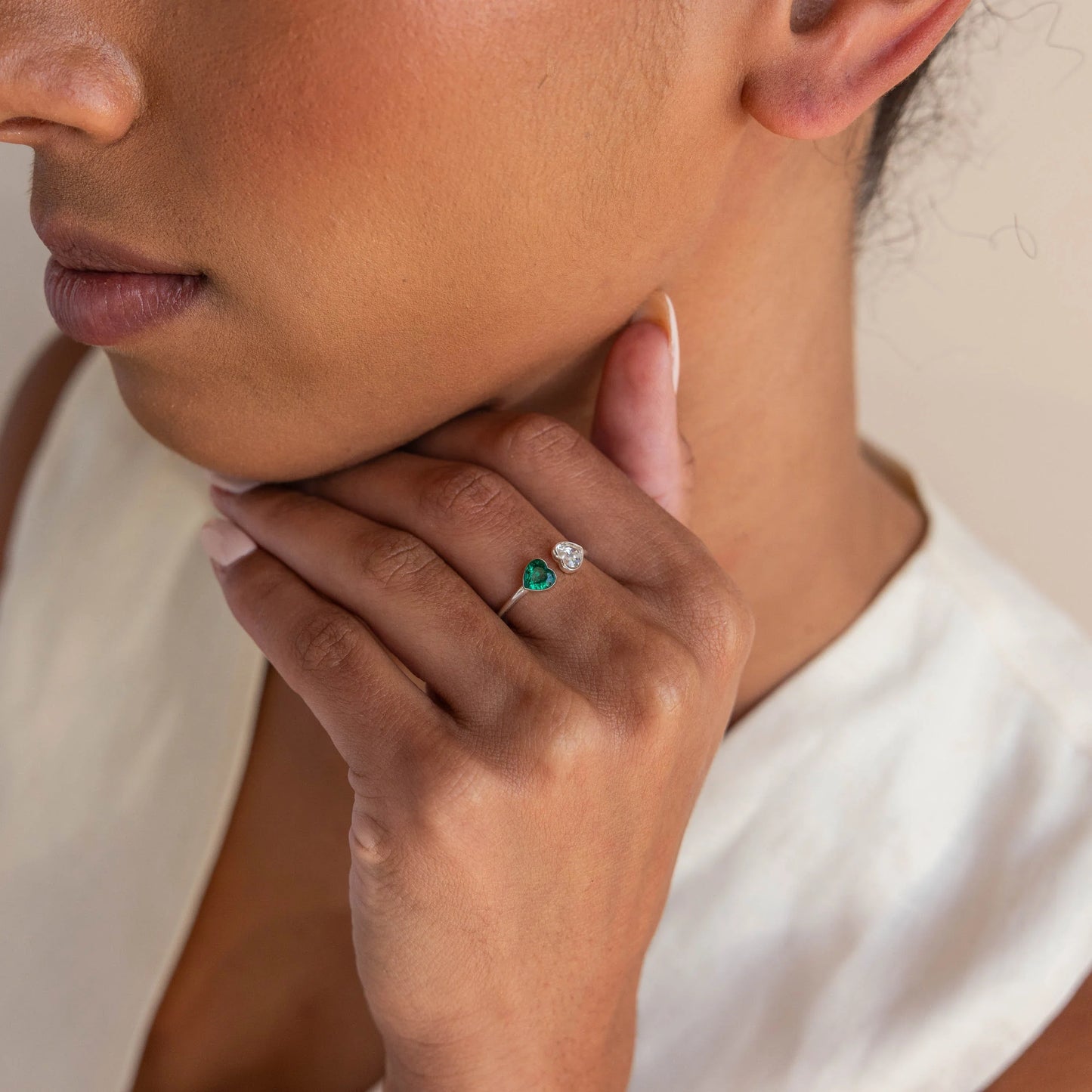 Duo Heart Birthstone Ring