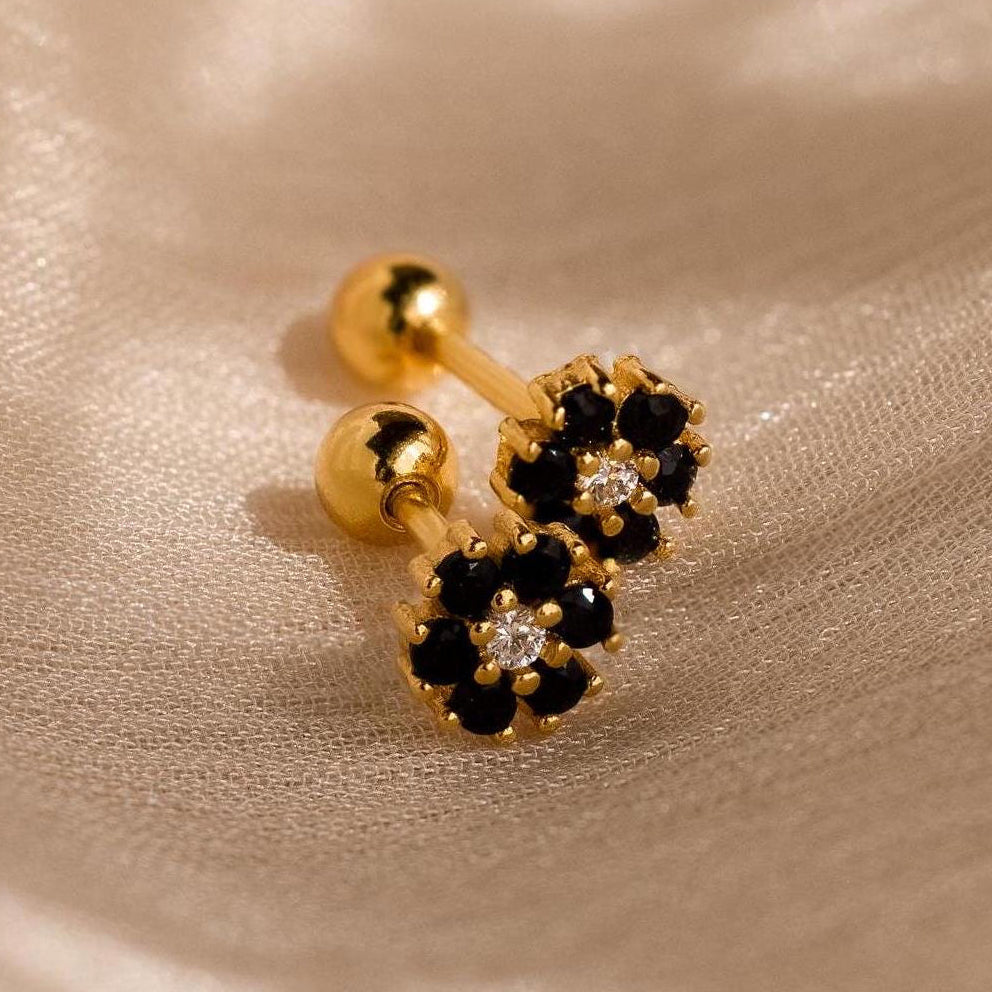 Onyx Flower Studs