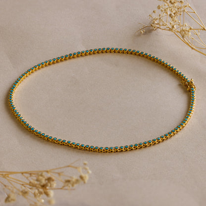 Turquoise Bezel Tennis Necklace