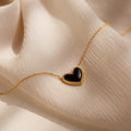 Pave Onyx Puff Heart Necklace