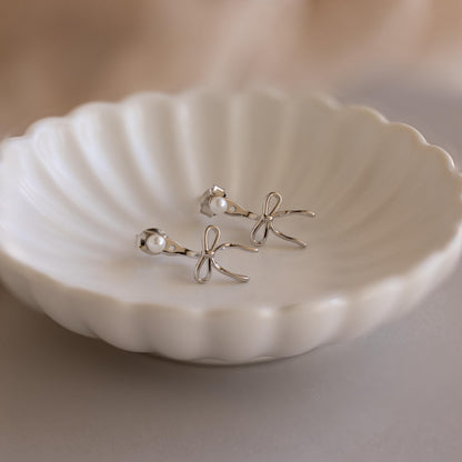 Pearl & Bow Ear Jackets