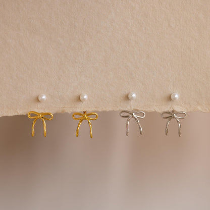 Pearl & Bow Ear Jackets