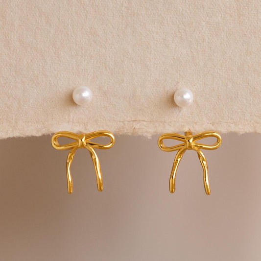 Pearl & Bow Ear Jackets